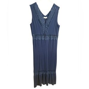 Bailey Blue Sleeveless Dress with Lace Details